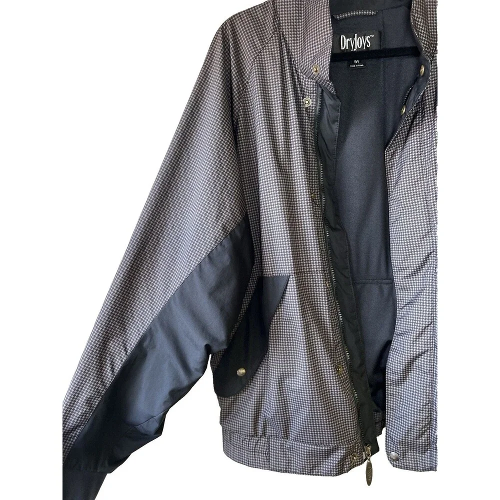 FootJoy DryJoys Men's M Gray Black Houndstooth Full Zip Golf Jacket